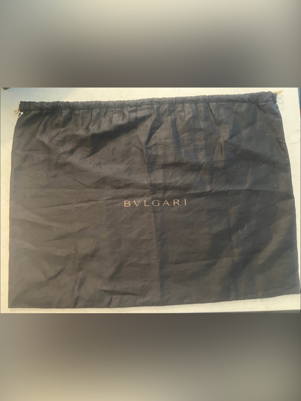 Bulgari Black Dust Bag with Gold Logo Print LARGE